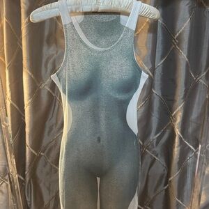 Stretchy Blue and White Bodycon Dress woman’s body